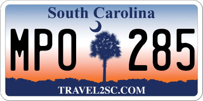 SC license plate MPO285