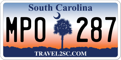SC license plate MPO287