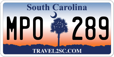 SC license plate MPO289