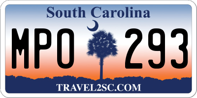 SC license plate MPO293