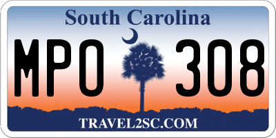 SC license plate MPO308