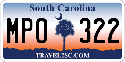 SC license plate MPO322