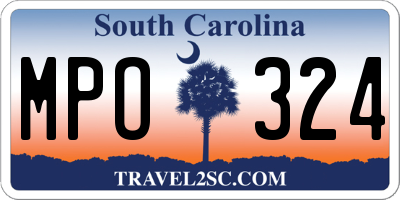SC license plate MPO324