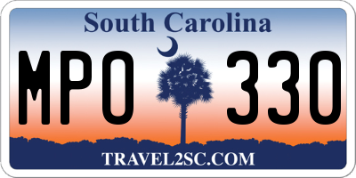 SC license plate MPO330