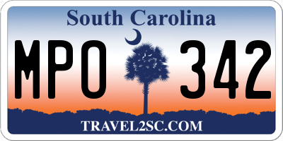 SC license plate MPO342
