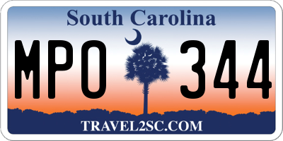 SC license plate MPO344