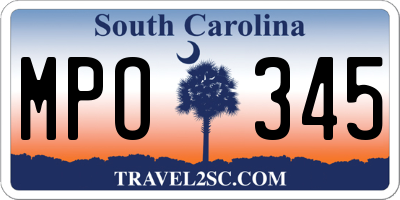 SC license plate MPO345