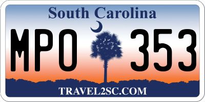 SC license plate MPO353