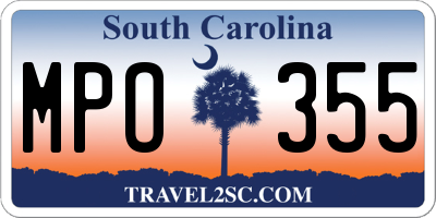 SC license plate MPO355