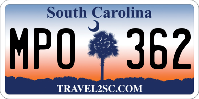 SC license plate MPO362