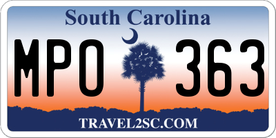 SC license plate MPO363