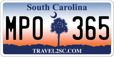 SC license plate MPO365