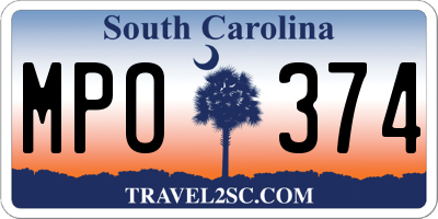SC license plate MPO374