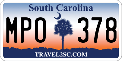 SC license plate MPO378