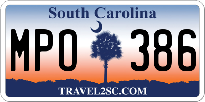 SC license plate MPO386
