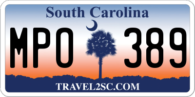 SC license plate MPO389