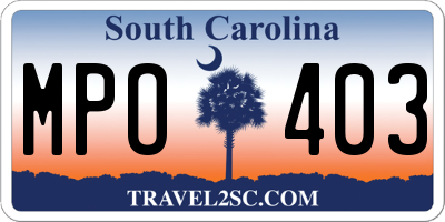 SC license plate MPO403
