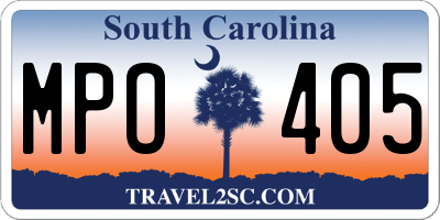 SC license plate MPO405