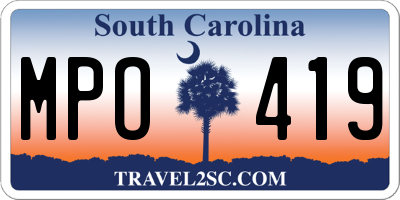 SC license plate MPO419