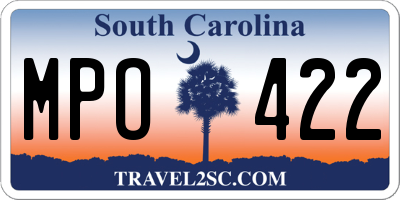 SC license plate MPO422