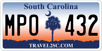 SC license plate MPO432