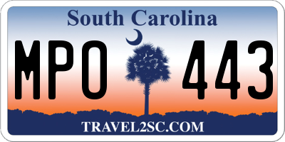 SC license plate MPO443