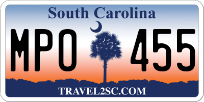 SC license plate MPO455