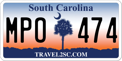 SC license plate MPO474
