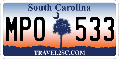 SC license plate MPO533