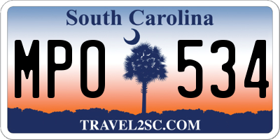 SC license plate MPO534