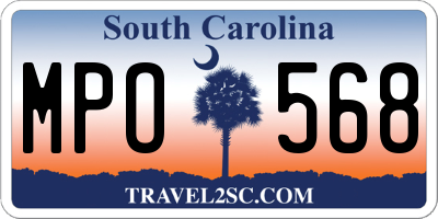 SC license plate MPO568