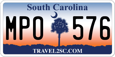 SC license plate MPO576