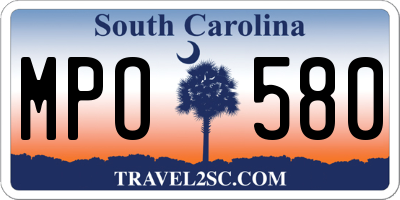 SC license plate MPO580