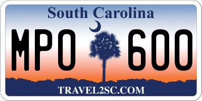 SC license plate MPO600