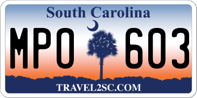 SC license plate MPO603