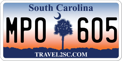 SC license plate MPO605