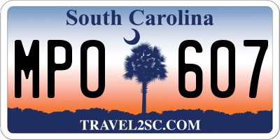 SC license plate MPO607