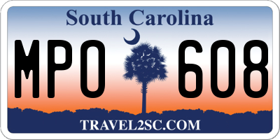 SC license plate MPO608