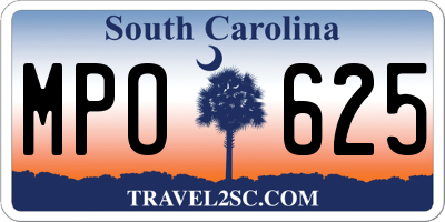 SC license plate MPO625