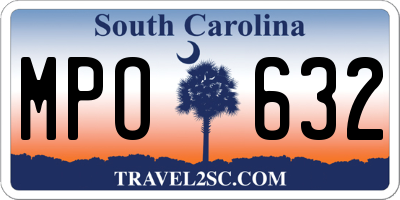 SC license plate MPO632