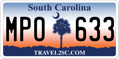 SC license plate MPO633