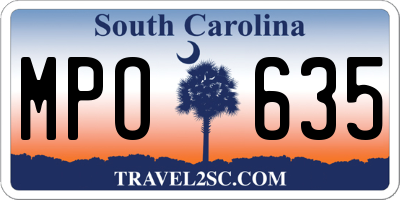 SC license plate MPO635