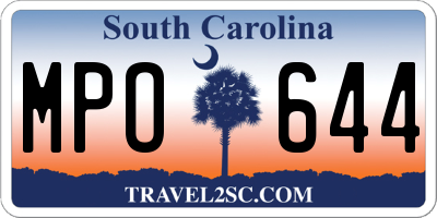 SC license plate MPO644