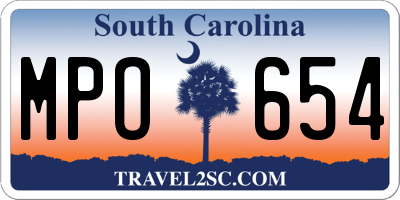 SC license plate MPO654