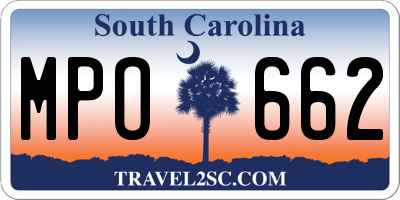 SC license plate MPO662