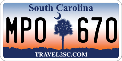 SC license plate MPO670