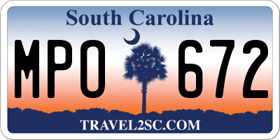 SC license plate MPO672