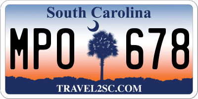 SC license plate MPO678
