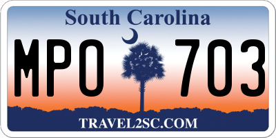 SC license plate MPO703