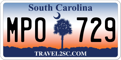 SC license plate MPO729